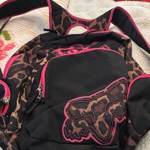 Leopard Print Black and Pink Women's Backpack